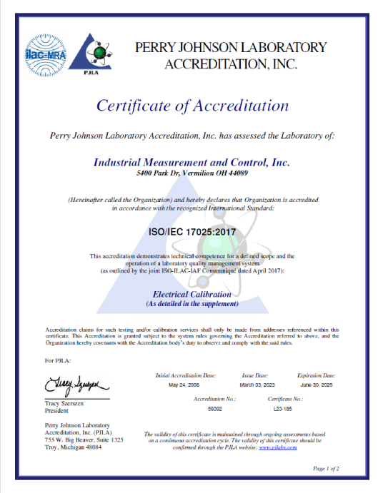 ISO/IEC 17025:2017 Accreditation 2023-2025 Certification